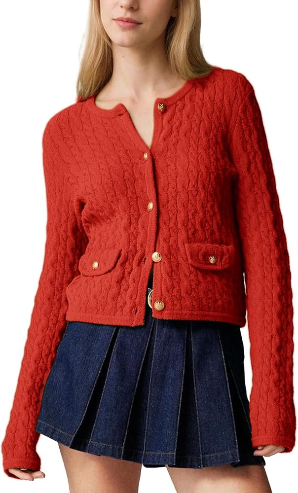 Ainangua Casual Cardigan Sweaters for Women Button Down Long Sleeve Knit Sweater Shirts Tops Open... | Amazon (US)