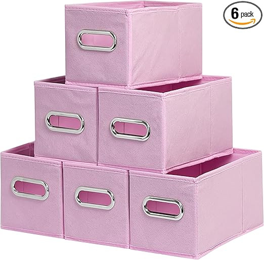Narrow Storage Baskets for Shelves – Fabric Closet Organizers and Collapsible Storage Bins with... | Amazon (US)