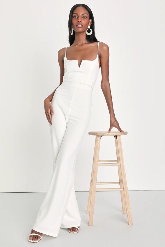 Cheers to Chic Ivory Sleeveless Wide-Leg Jumpsuit | Lulus