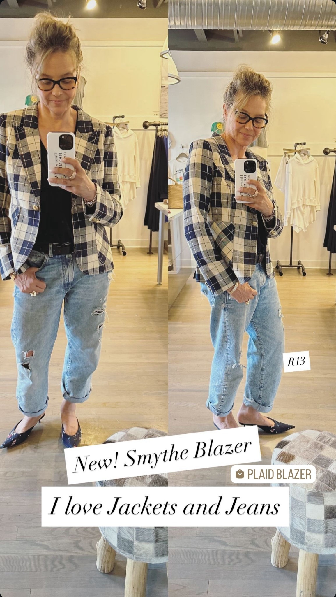 I love pairing jackets and jeans. It’s kind of my #SignatureLook 😎 And this Smythe Patch Pocket blazer is the perfect fit for my favorite R13 Boyfriend jeans. 