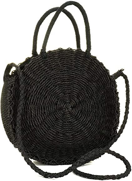 Gets Straw Beach Bag for Women Handmade Weave Straw Handbag Round Summer Shoulder Bag | Amazon (US)