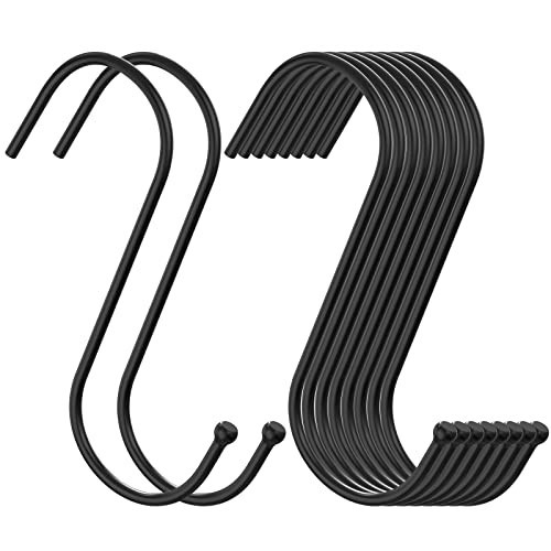 RELBRO Small S Hooks, 3.7 Inch Metal Hanging Jeans Hooks, Reversible, Heavy Duty, Black, 30 Pcs | Amazon (US)
