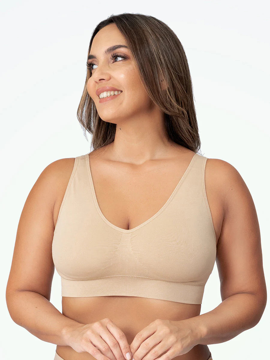 Truekind Everyday Essential Throw-on Wireless Bra Shapewear Beige 3XL | Shapermint