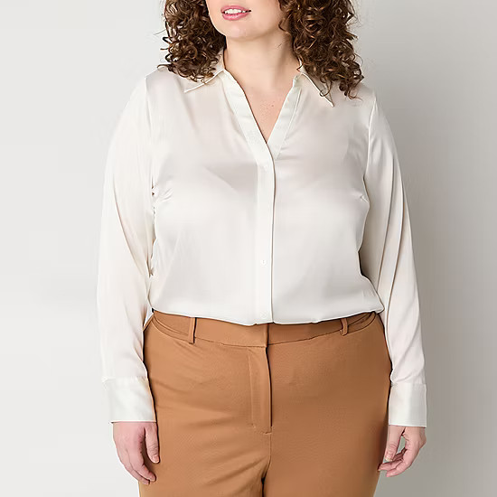 new!Worthington Plus Womens Long Sleeve Blouse | JCPenney