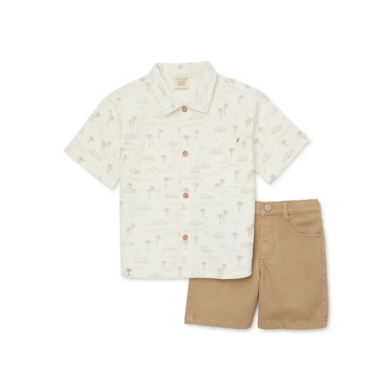 easy-peasy Toddler Boys Print Camp Shirt and Shorts Outfit Set, 2-Piece, Sizes 12M-5T | Walmart (US)