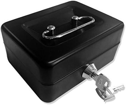 Jssmst Locking Small Steel Cash Box Without Money Tray,Lock Box,Black Small | Amazon (US)