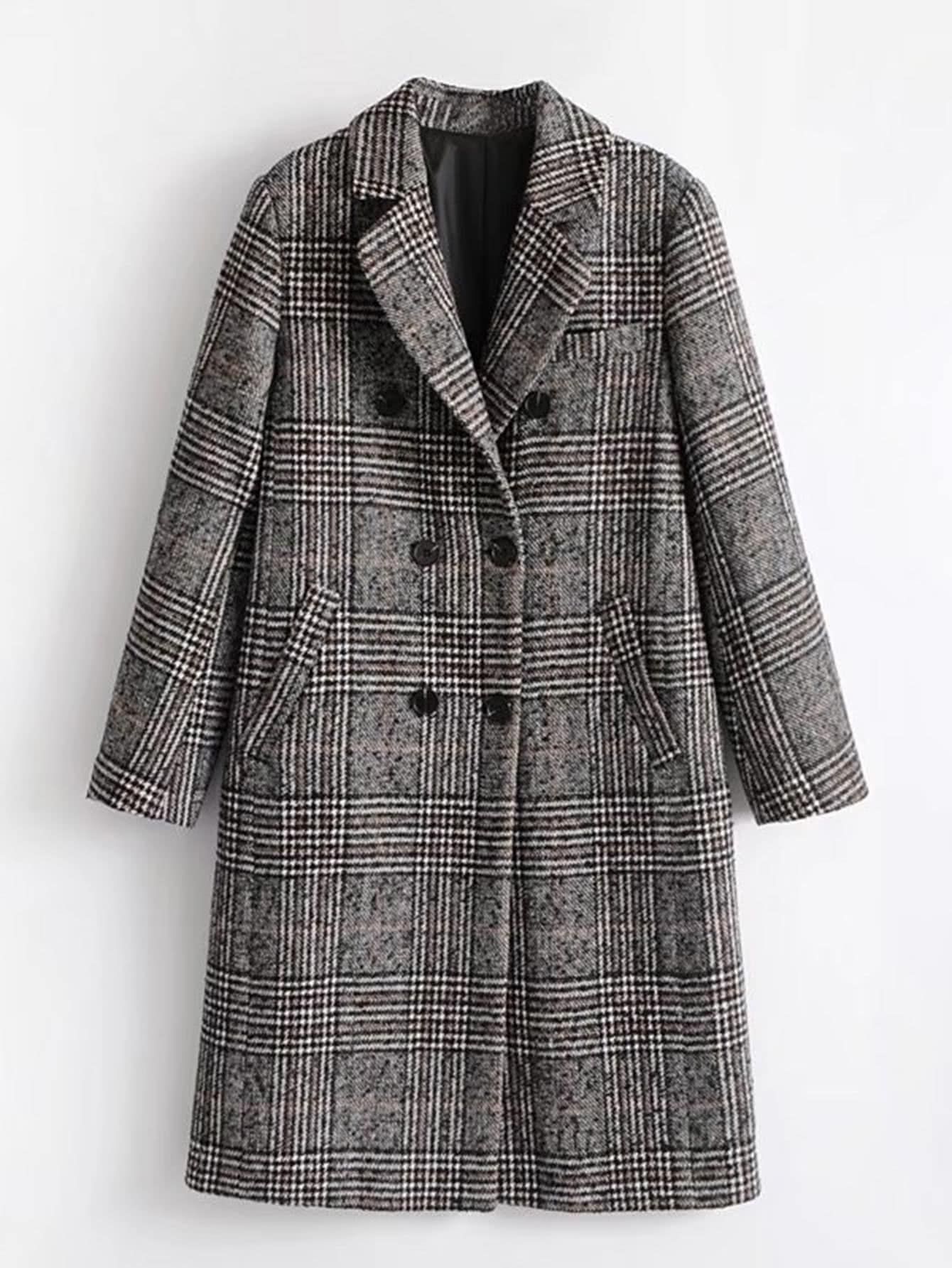 Wool Blend Glen Plaid Coat | SHEIN