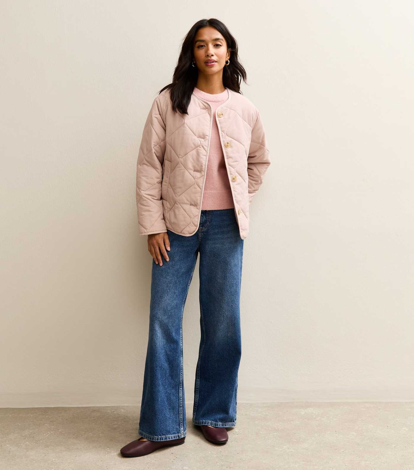 Petite Light Pink Soft Touch Quilted Jacket | New Look | New Look (UK)