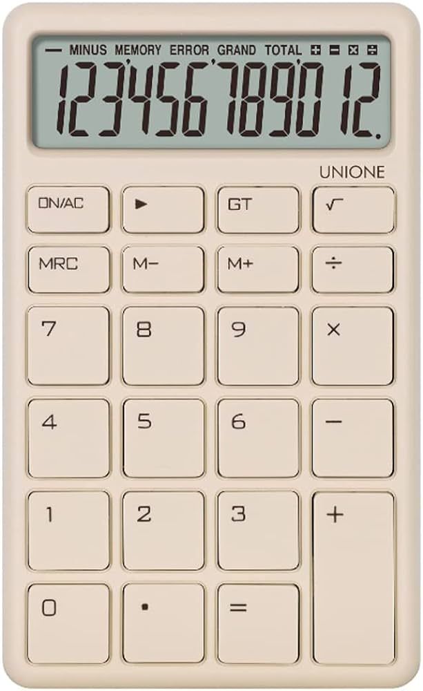 UNIONE Pocket & Desktop Beige Calculator with a Bright LCD, Dual Power Handheld Desktop. Color. B... | Amazon (US)