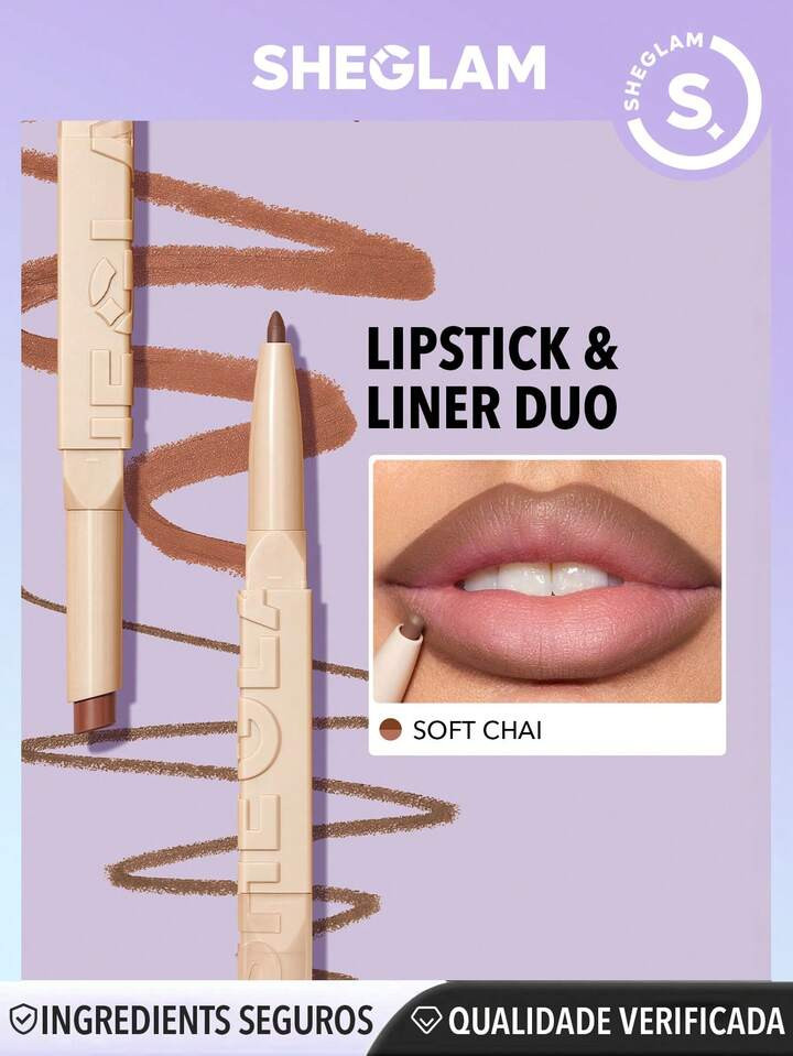 SHEGLAM Glam 101 Batom E Delineador Duo-soft Chai 2 Em 1 Matte Lápis De Delineador Labial De Pon... | SHEIN