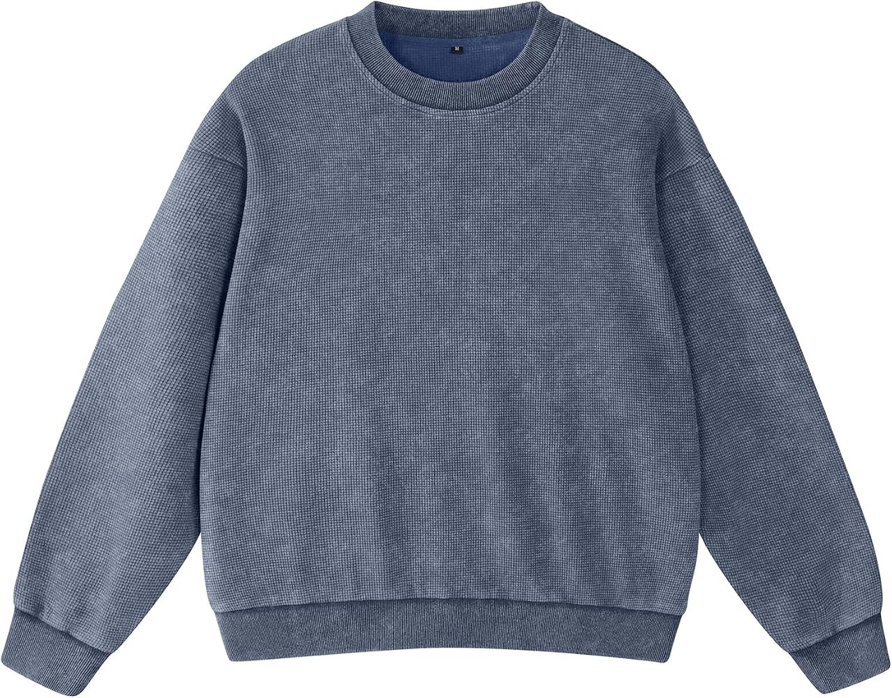FAIABLE Acid Wash Sweatshirts Women Waffle Crewneck Oversized Sweatshirt for Women Fashion Crewne... | Amazon (US)