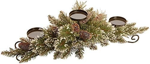 National Tree 30 Inch Glittery Pine Centerpiece with 3 Candle Holders and 9 White Tipped Cones (G... | Amazon (CA)