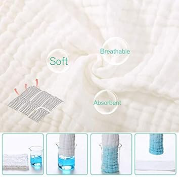 Muslin Burp Cloths for Baby 10 Pack Baby Washcloths Large 20''X10'' Super Soft and Absorbent by Y... | Amazon (US)