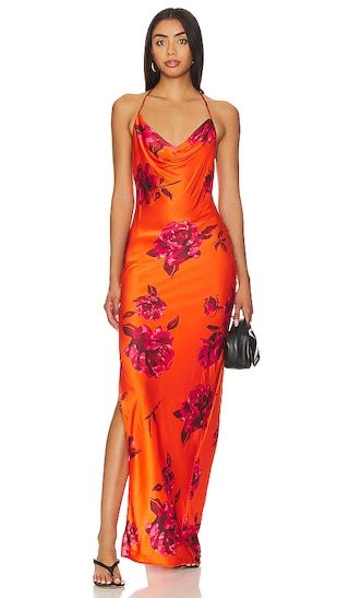 Nicolette Gown in Orange Floral | Revolve Clothing (Global)