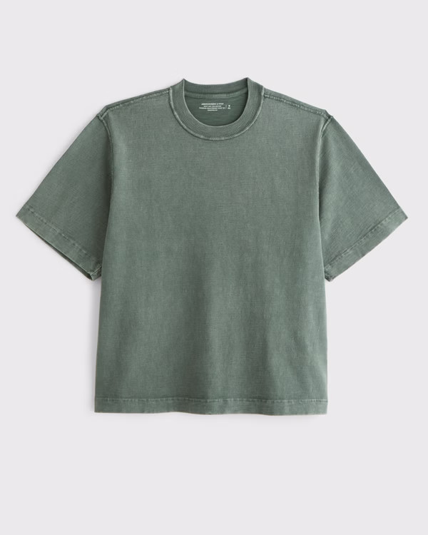 Men's Premium Heavyweight Slub Cropped Tee | Men's Tops | Abercrombie.com | Abercrombie & Fitch (US)