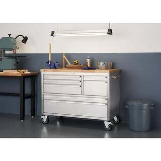 TRINITY 4 ft. 7-Drawer Stainless Steel Workbench with Storage-TLS-4815 - The Home Depot | The Home Depot
