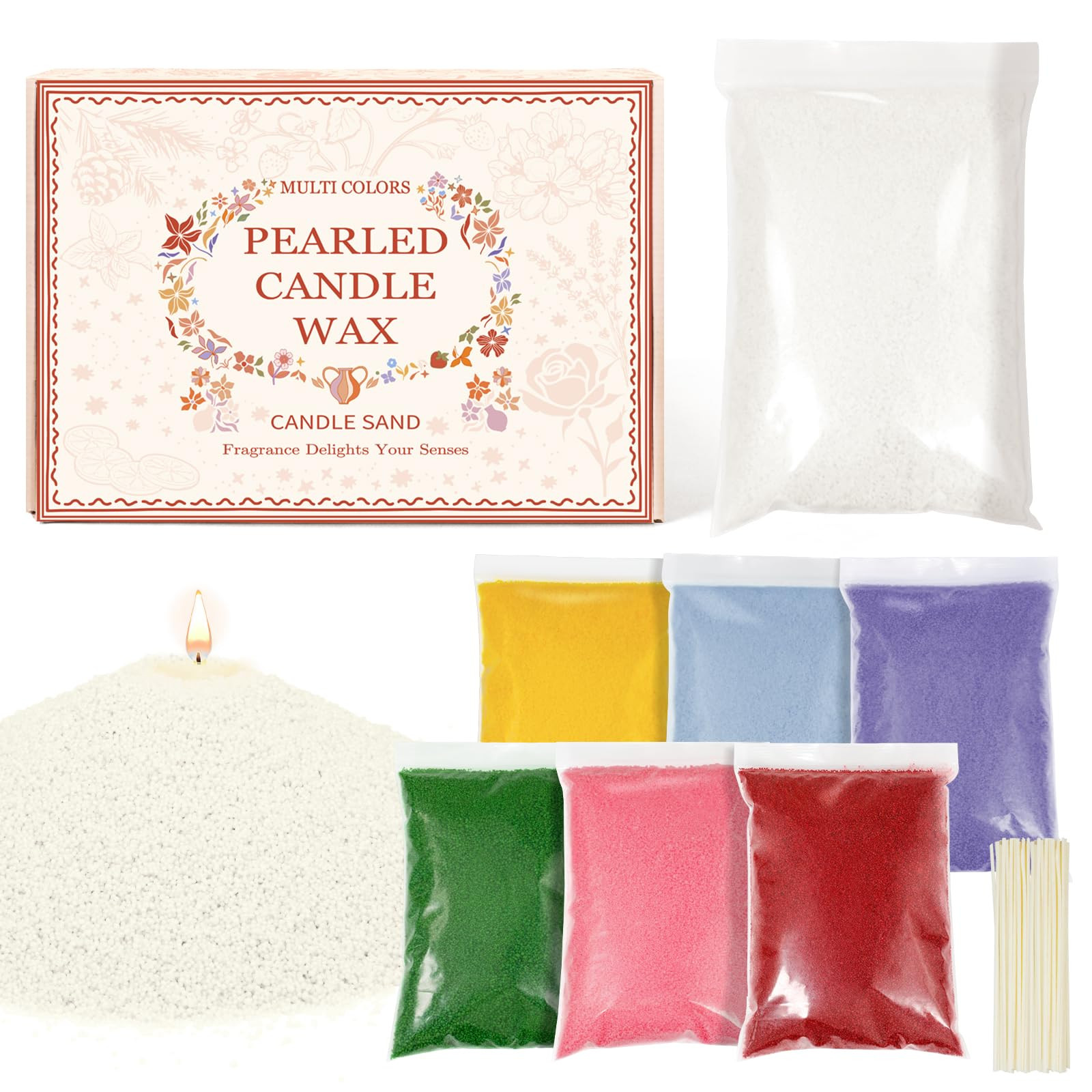 SCENTORINI Pearled Candle, Candle Sand with 15 Wicks, 2.42 lb 7 Colors Mixed Scented Sand Wax DIY... | Amazon (US)