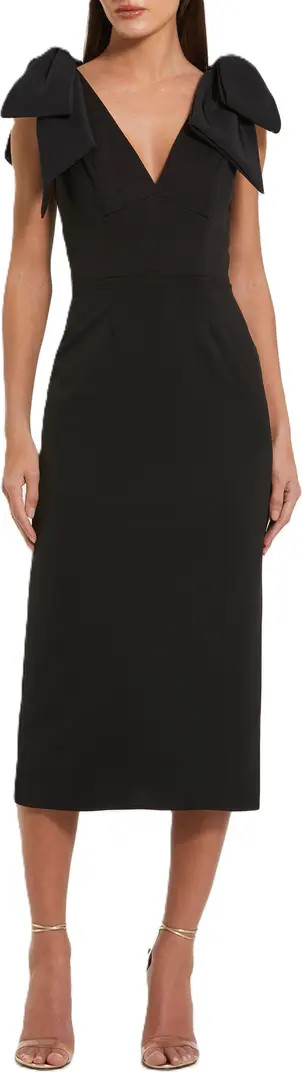 Bow Strap Crepe Fitted Midi Dress | Nordstrom