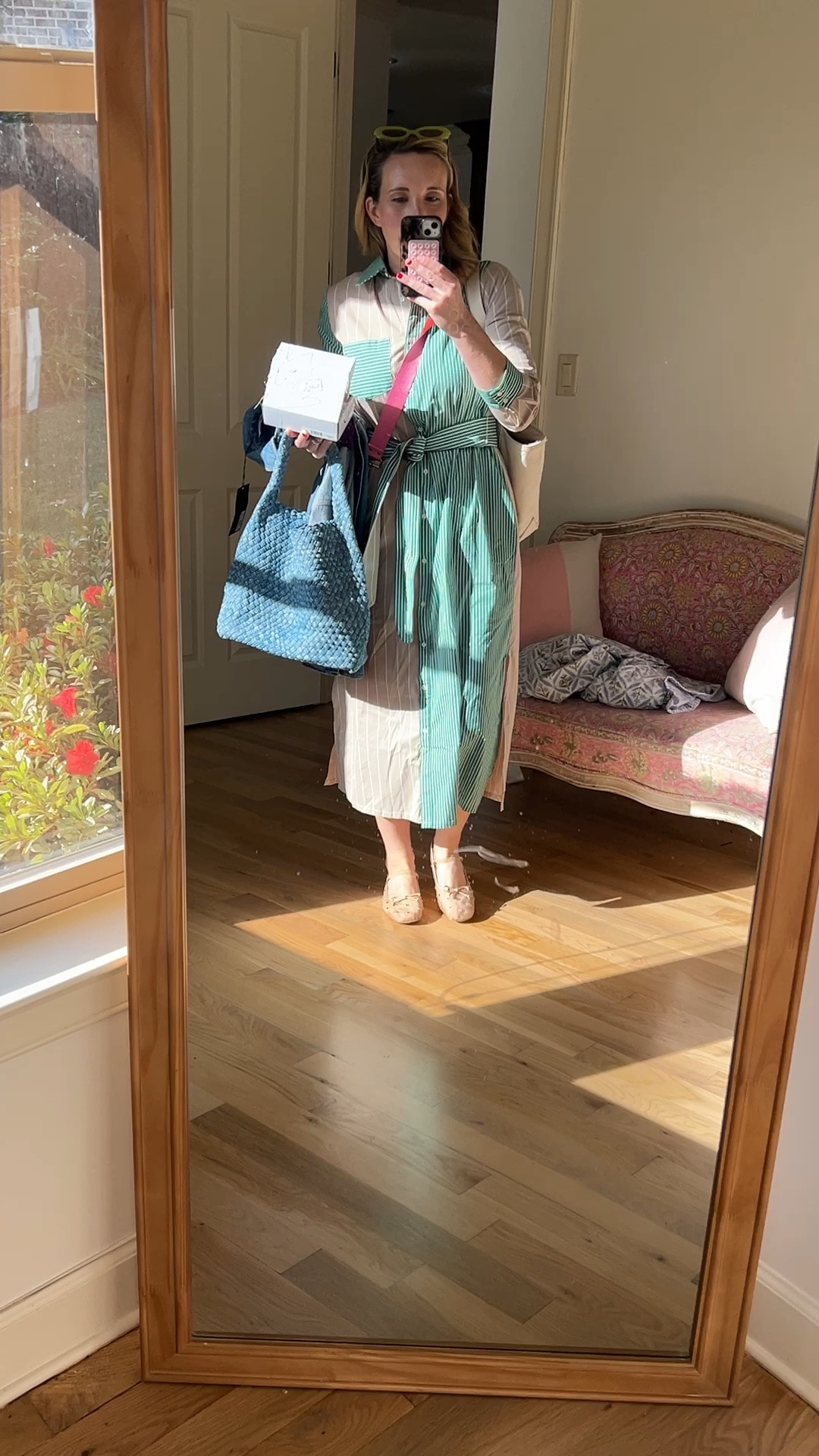 Trying to run out of the house to do 63818928 things but here is a super quick fit check! This is a go to style for me. I LOVE a Shirt dress and this colorblock pattern makes it more fun! 

#LTKShoeCrush #LTKVideo #LTKMidsize