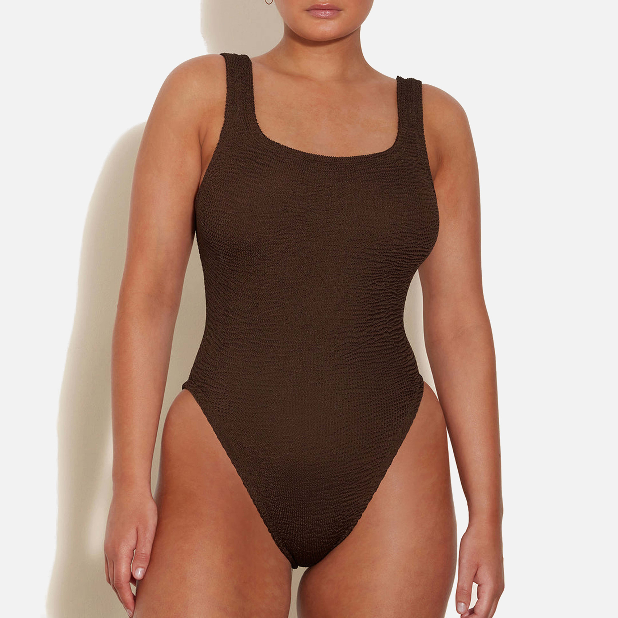 Hunza G Square Neck Metallic Seersucker Swimsuit | Coggles | Coggles (Global)