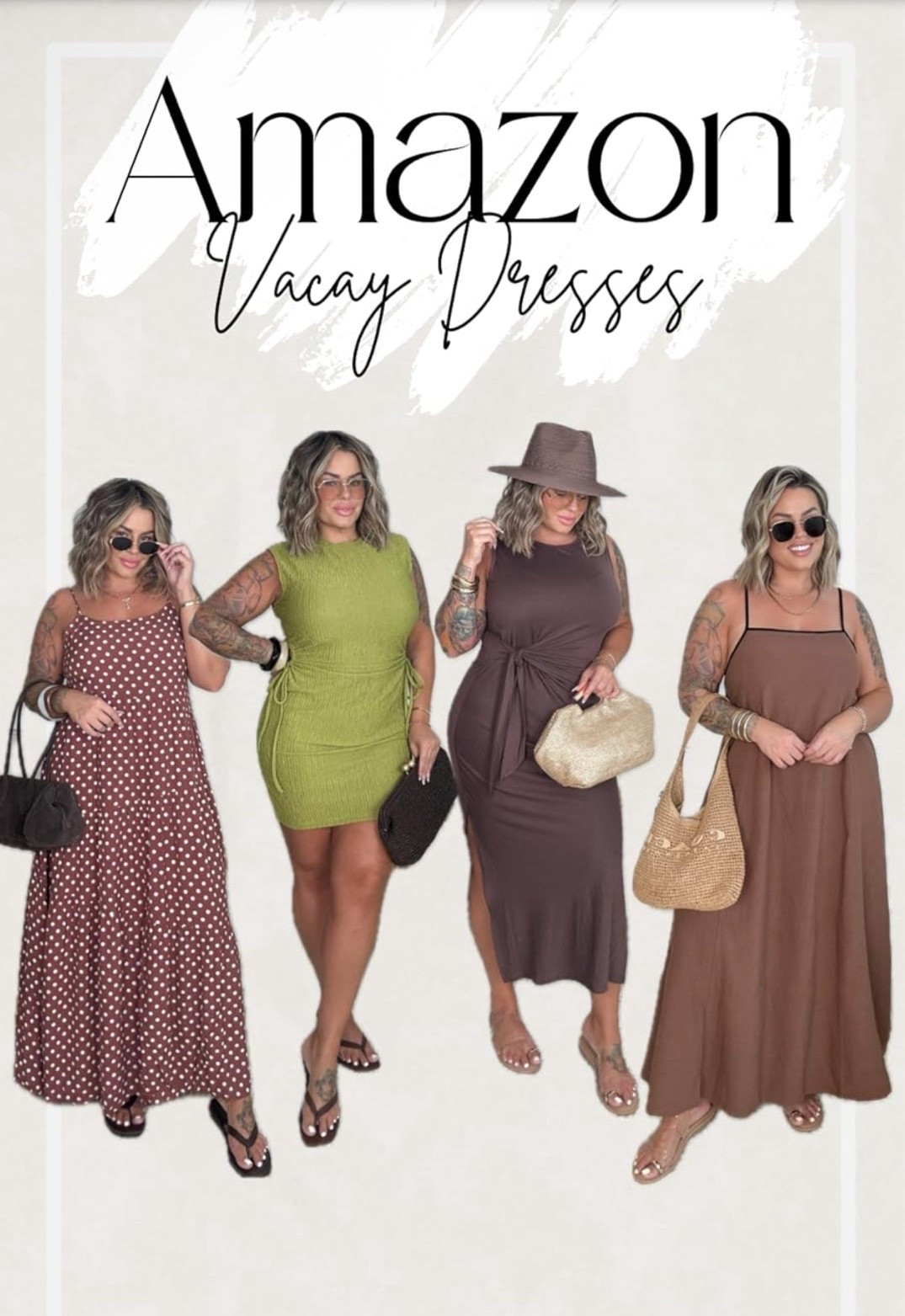 all size L , also linked my bra and cakes, brown hat is old no link,gold clutch linked similar. All other bags & shoes no link sorry.




#amazonfashion #vacaydresses #summerdresses #amazonfinds #midsizestyle #curvestyle #effortlessstyle #beachoutfits #vacationstyle #amazonstyle #ootdinspo #styleinspo #summerstyle #ltkstyle #flatteringfits