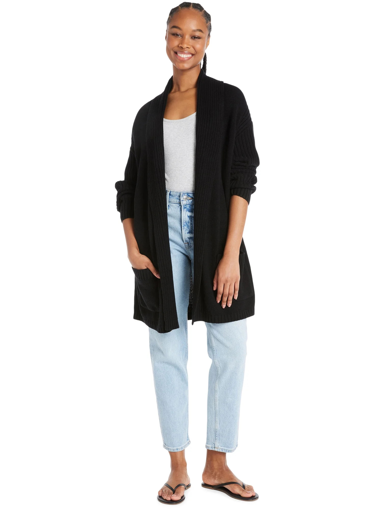 Time and Tru Women's Shawl Collar Cardigan with Long Sleeves, Sizes XS-XXXL | Walmart (US)