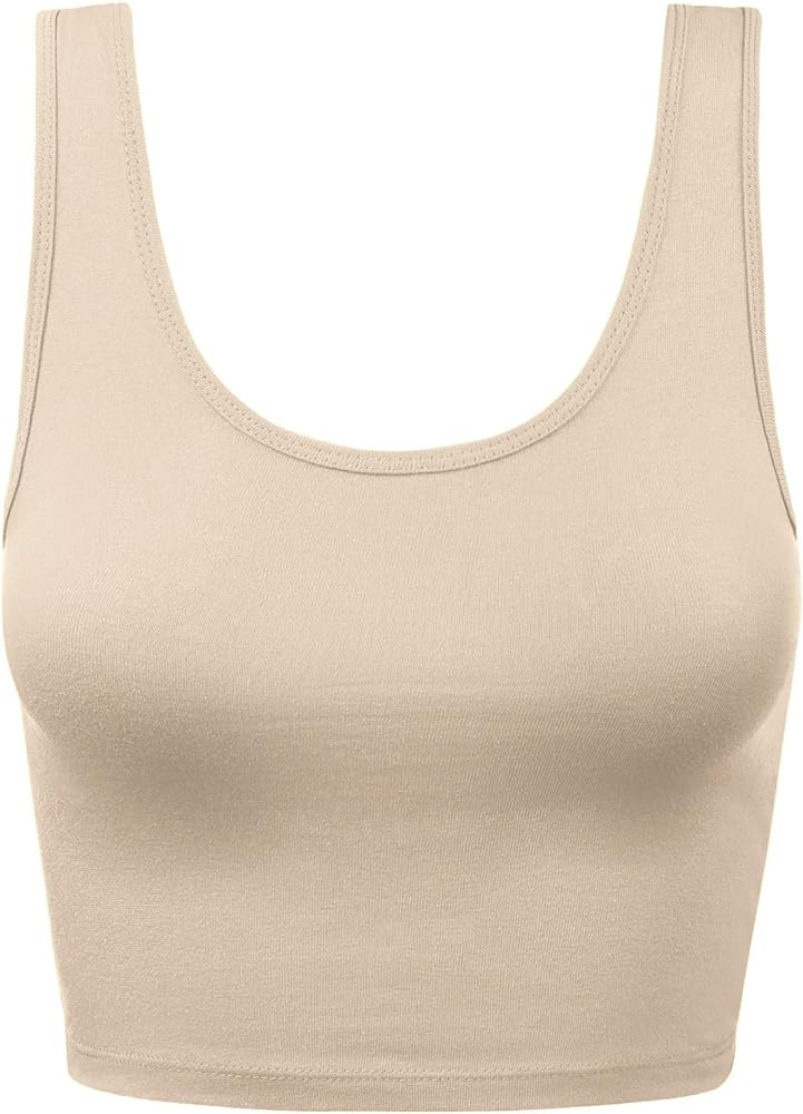 Women Sleeveless Racerback Crop Tank Top Cami Backless Scoopneck Shirts | Amazon (US)