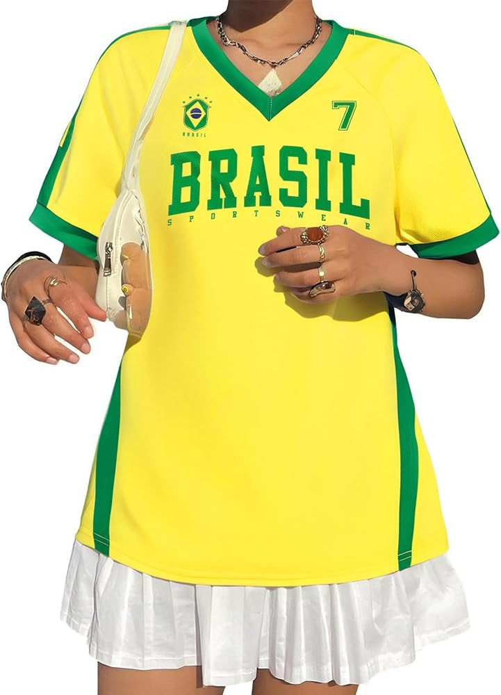 Soccer Cup 2026 Shirt Women Brazil Jersey Mexico Shirts USA Soccer Top Soccer Jersey Shirts Y2k V... | Amazon (US)