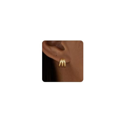 Anniweeny Gold Earrings for Women 14k Plated Gold Stud Chunky Statement Drop Dangle Hypoallergenic Trendy Knot Dainty Minimalist Hoop Earrings Jewelry Gifts | Amazon (US)