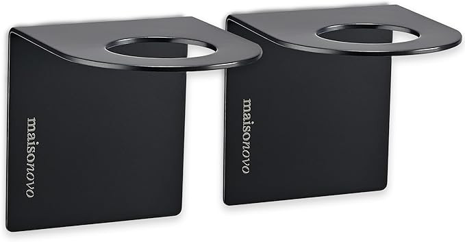 MaisoNovo Adhesive Soap Holder | Shampoo Bottle Holder Set of 2 - Black | Soap Bottle Holder | Wa... | Amazon (US)