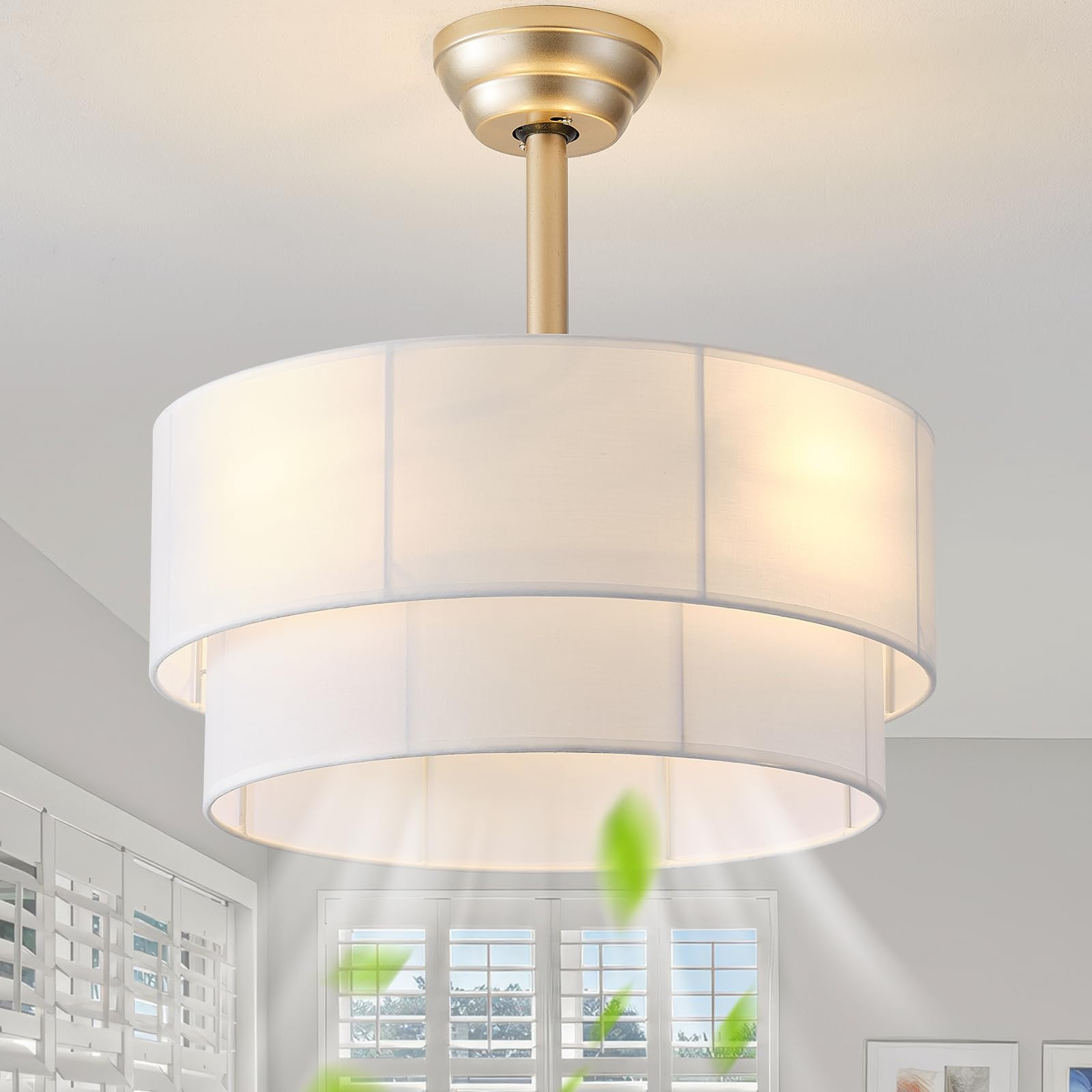 20" Boho Fandelier Ceiling Fans with Lights, Fabric Chandelier Ceiling Fan with Light Remote Cont... | Amazon (US)