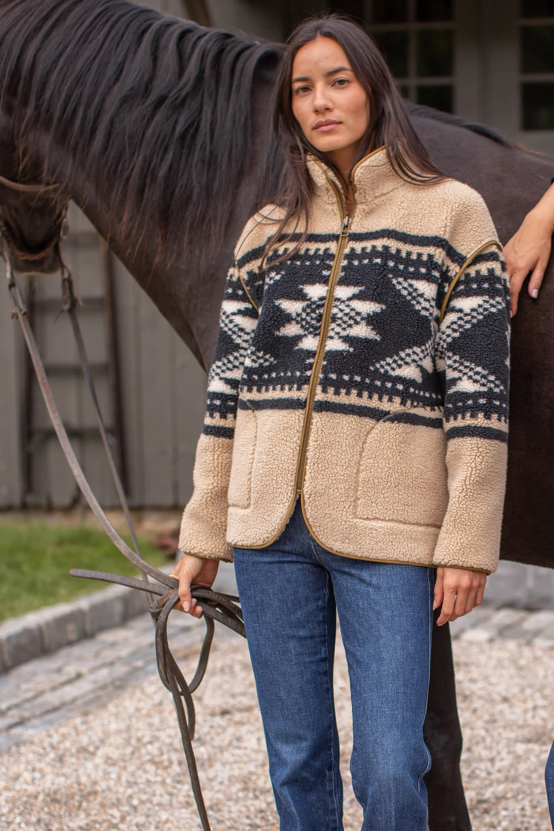Dakota Sherpa Jacket - Heritage Jacquard | Marea