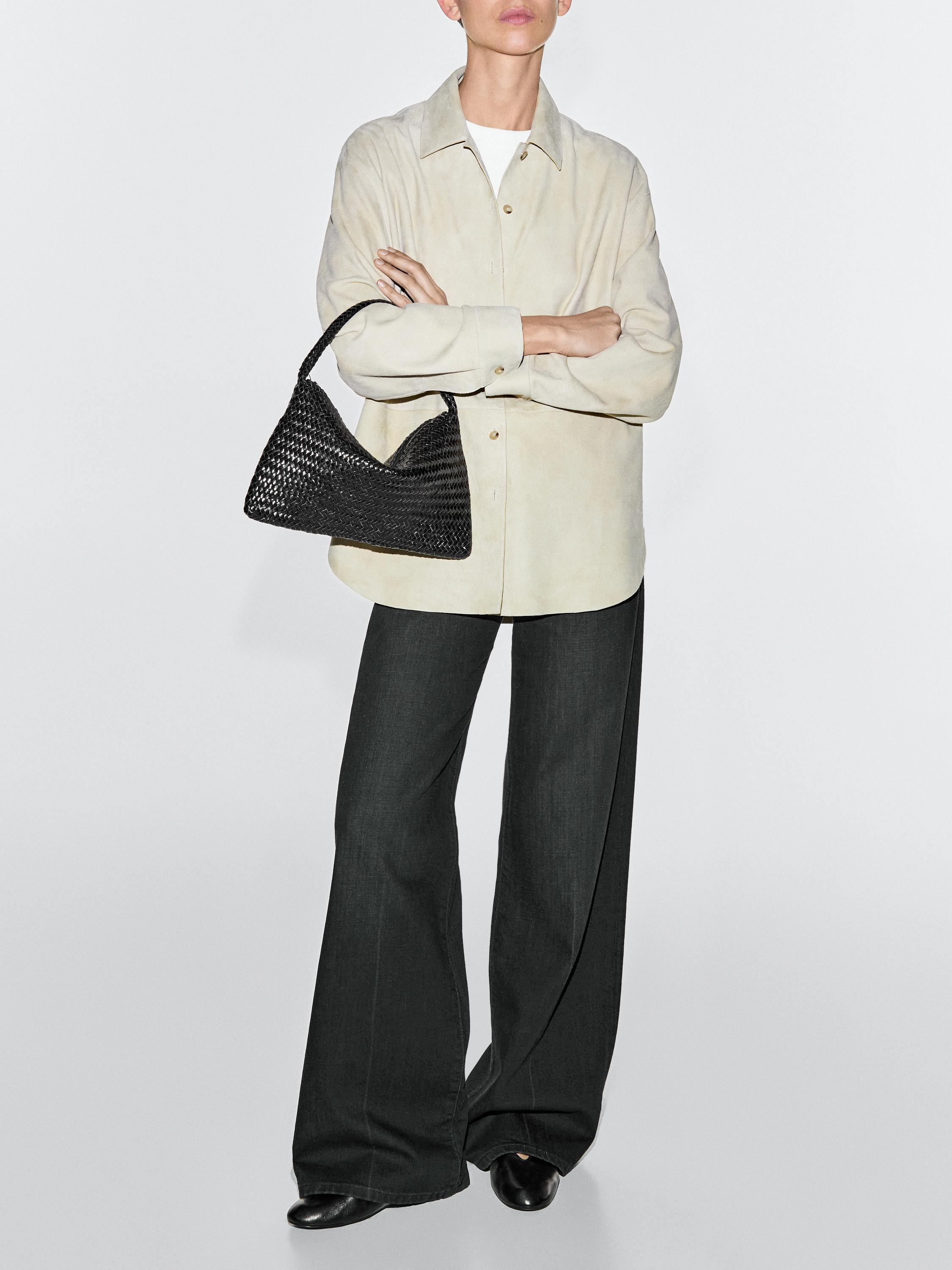 Small braided leather shoulder bag | Massimo Dutti UK