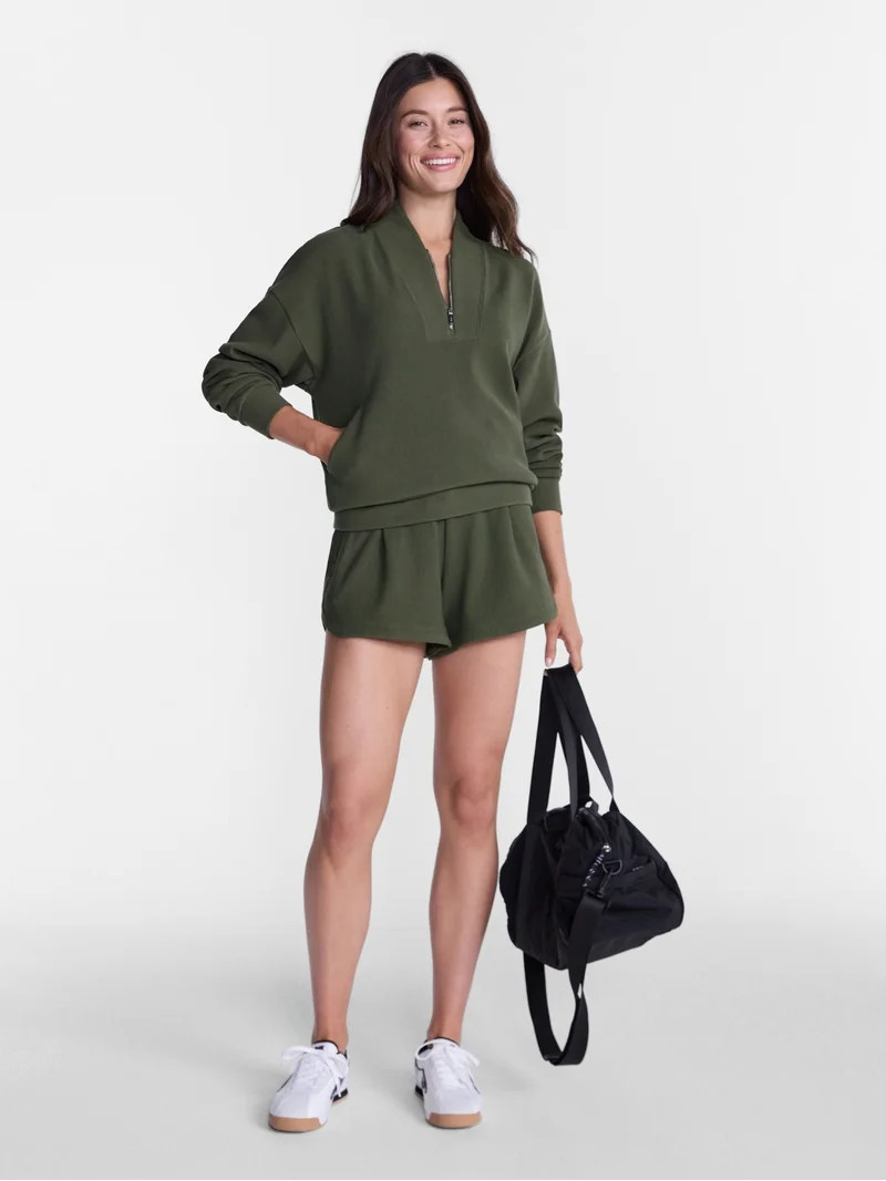 Avia Women's and Women's Plus Ribbed Ottoman Quarter Zip Sweatshirt, Sizes XS-4X | Walmart (US)