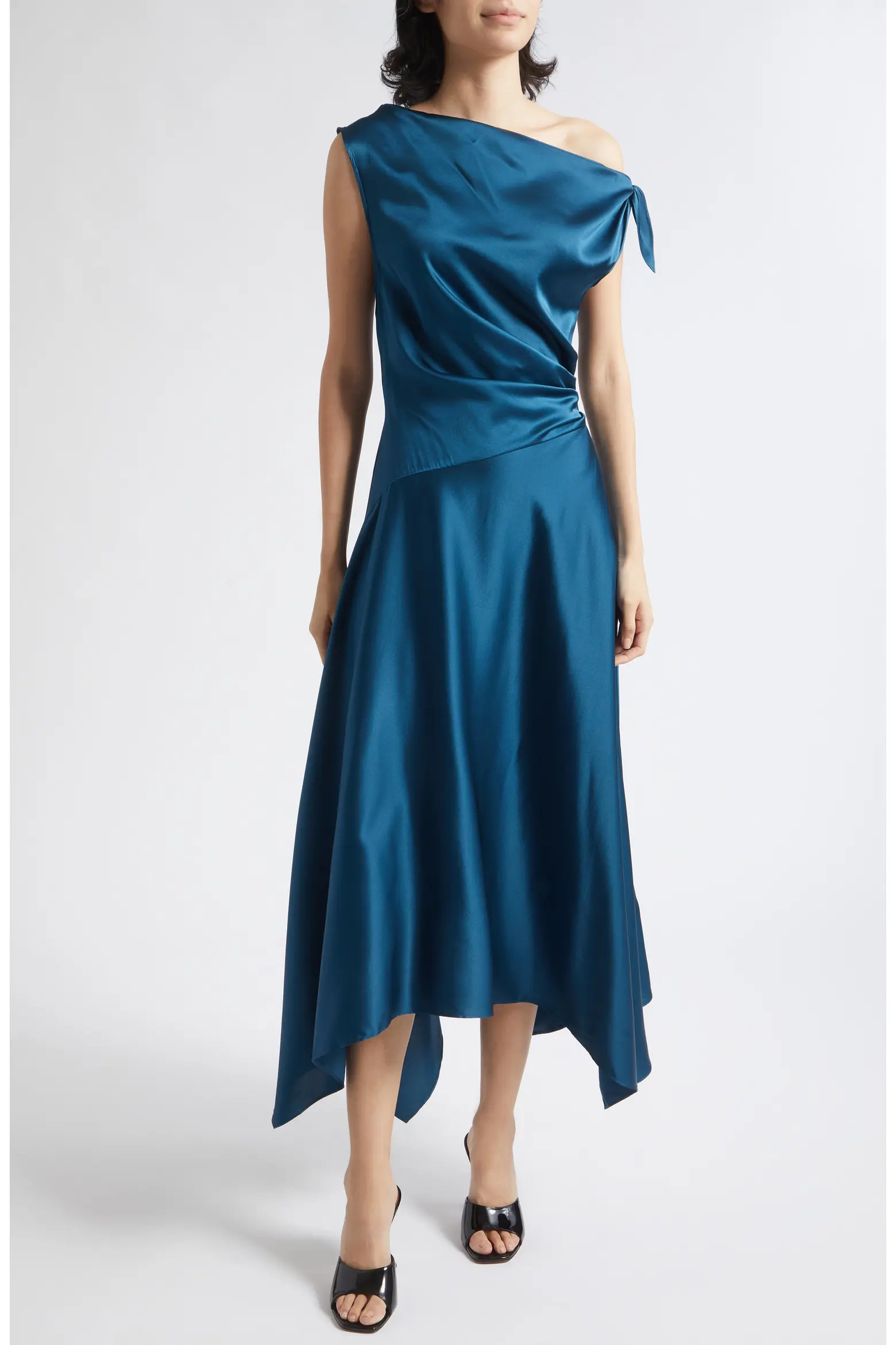 STAUD Portia One-Shoulder Stretch Silk Dress (Women) | Nordstrom | Nordstrom