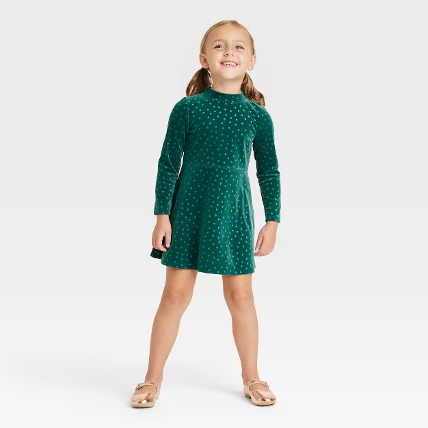 Toddler Girls' Long Sleeve Dress - Cat & Jack™ Jade Green | Target