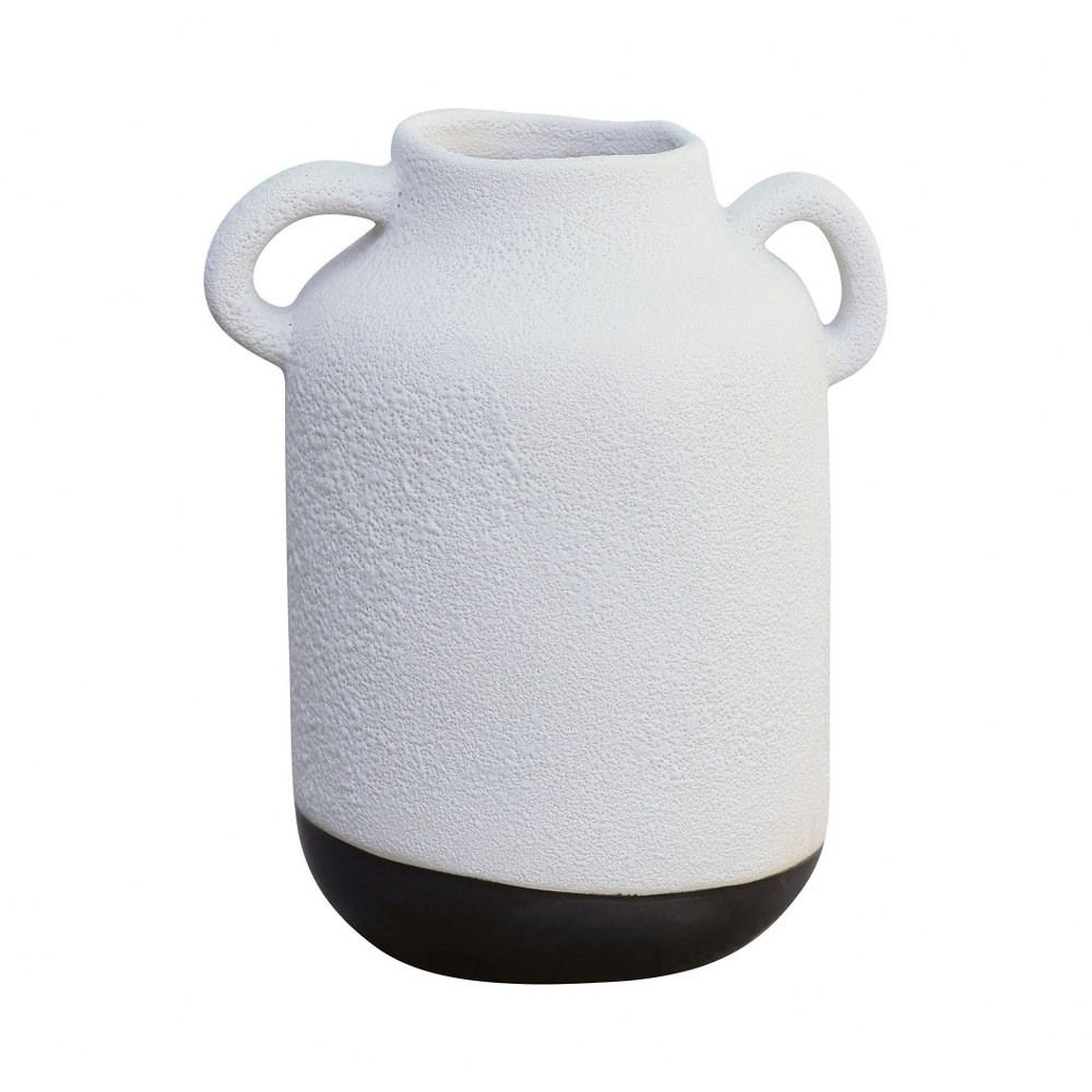 Southwestern Style Amphora Jug Vase Made Of Earthenware In Porous White, Matte Metallic Black Col... | Walmart (US)