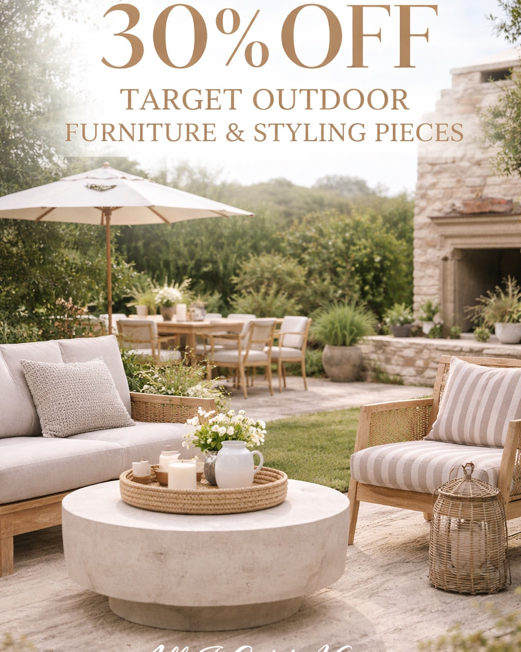 30% off TARGET outdoor furniture & outdoor pieces today!!! 

#LTKSaleAlert #LTKHome #LTKdayinmylife