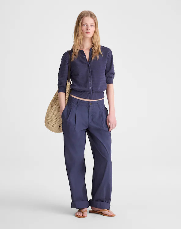 Textured Short-Sleeve Cardigan in 100% Cotton | Madewell