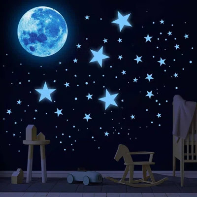 1078Pcs Glow In The Dark Stars For Ceiling Glowing Space And Moon Decals Universe Stickers Kids Wall Decor Perfect For Nursery Bedroom Living Room | Wayfair North America