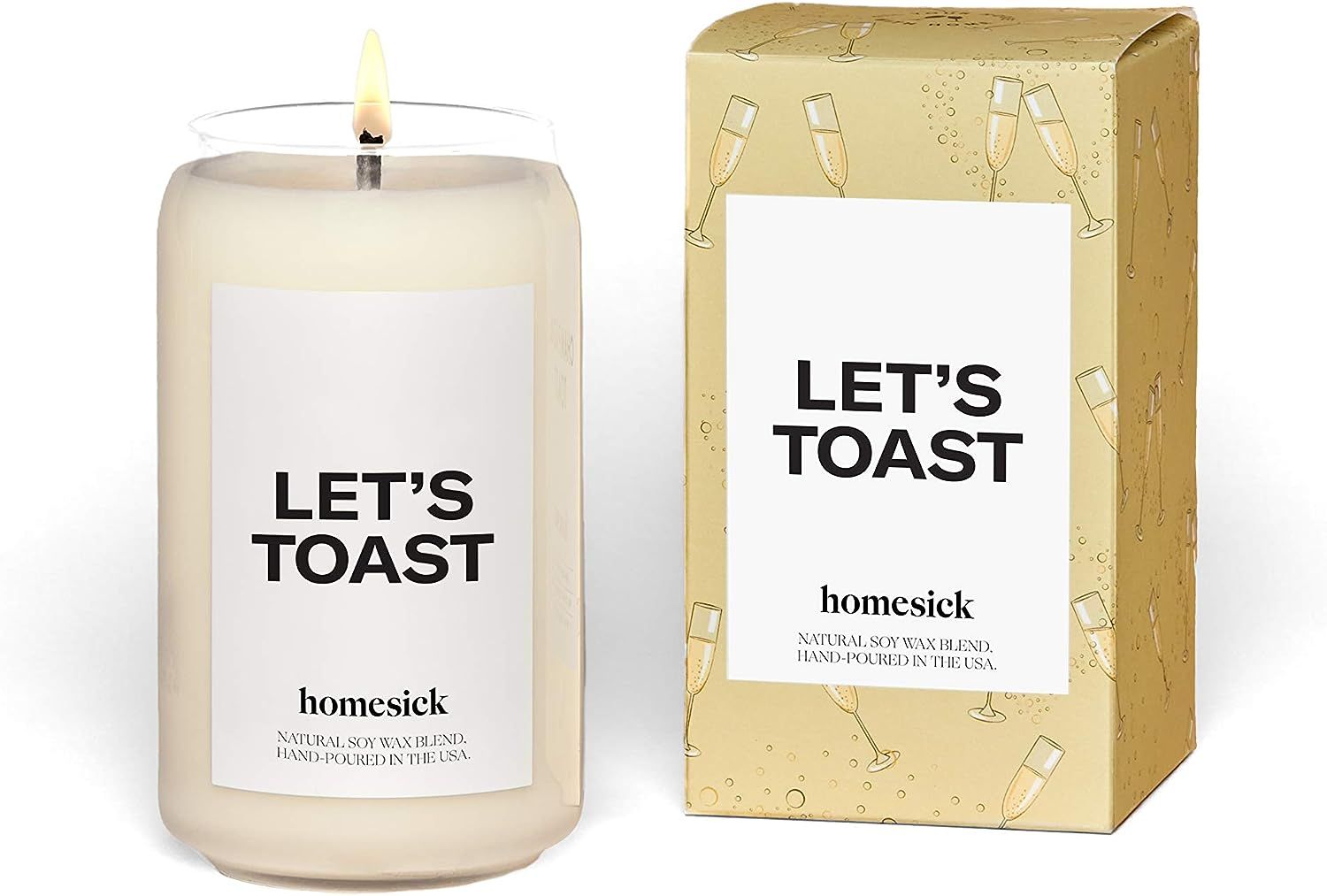Homesick Scented Candle, Let's Toast - Scents of Champagne, Mandarin, Grapefruit, 13.75 oz | Amazon (US)