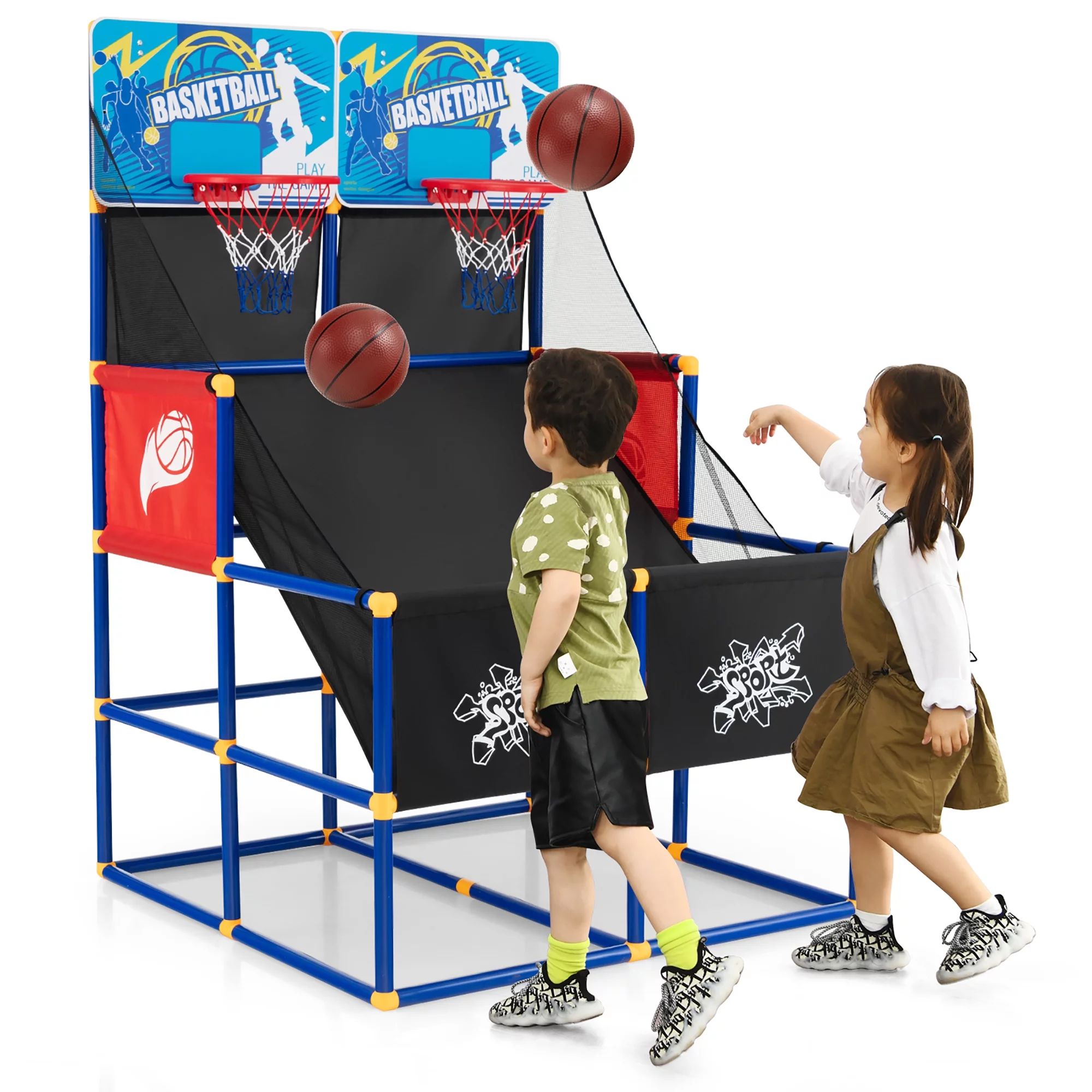 Costway Kids Dual Shot Basketball Arcade Game w/4 Balls Pump Easy Quick Assembling Gift | Walmart (US)