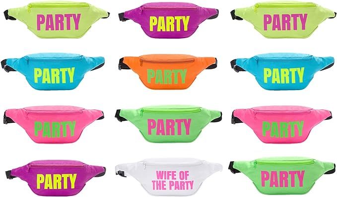 Bachelorette 80s Fanny Pack Set | 1 “Wife of The Party” Fanny Pack and Party Fanny Packs | Ba... | Amazon (US)