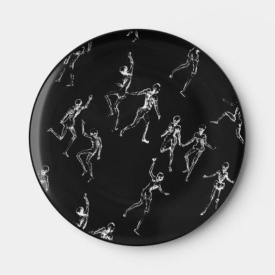 13" Stoneware Halloween Skeleton Round Serving Platter Black - Threshold™" | Target