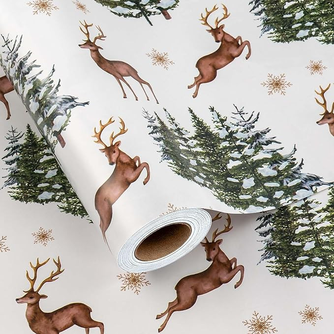 Merture Christmas Wrapping Paper Roll - 17 In X 32.8 Ft (46.5 sqft.) Christmas Gift Wrap with Wat... | Amazon (US)