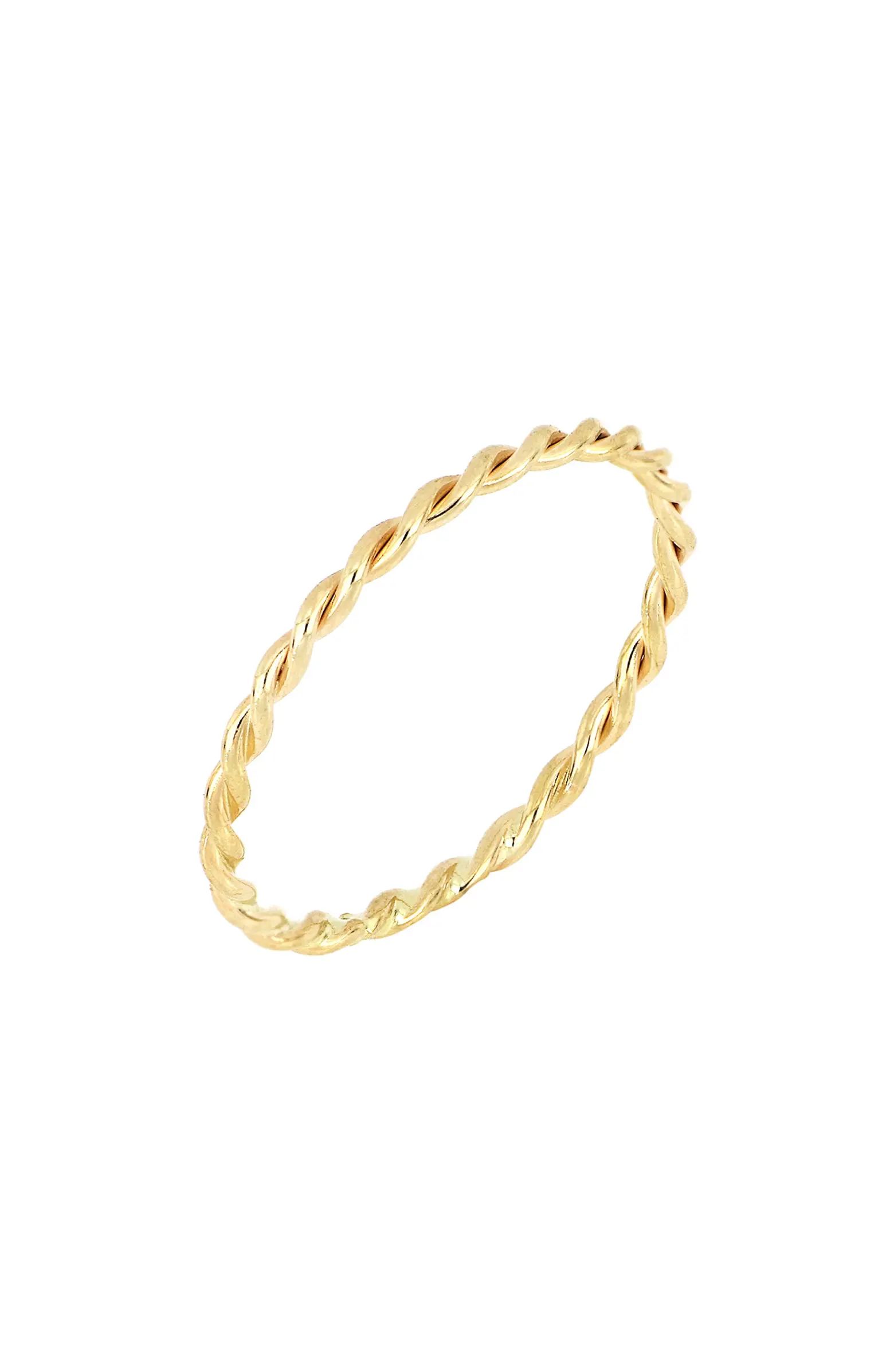 14K Gold Ultra Thin Twisted Stacking Ring | Nordstrom Rack