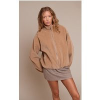 Sand Suede Bomber Jacket | PrettyLittleThing US