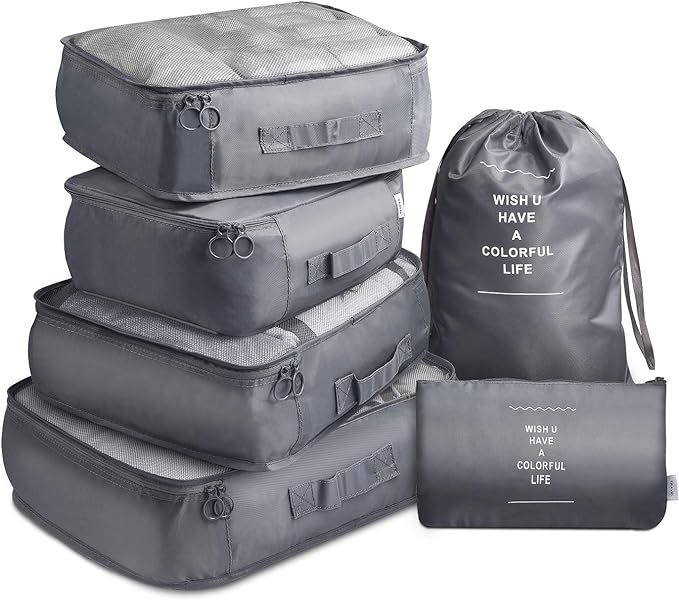 Travel Packing Cubes, VAGREEZ Lightweight Luggage Organizers Bags Set for Carry on Suitcase | Amazon (US)
