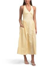 Cotton Poplin Halter Basque Waist Maxi Dress | TJ Maxx