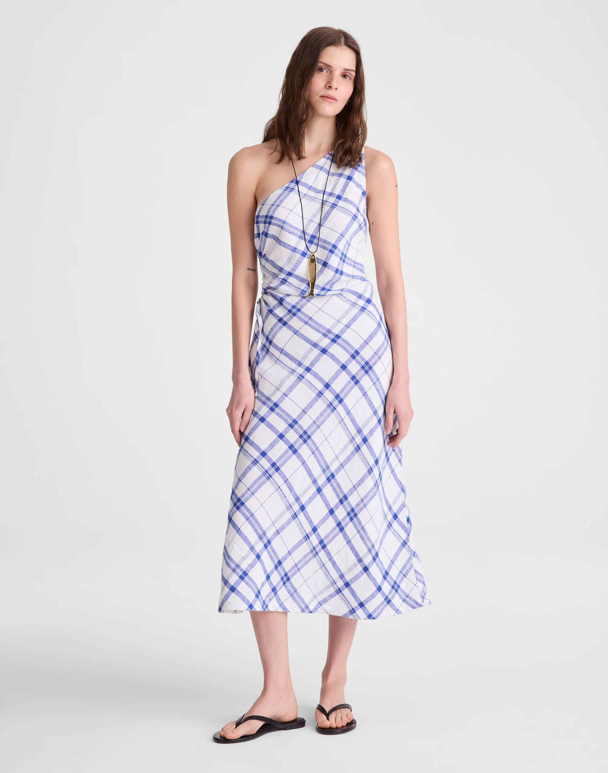 Ruched One-Shoulder Midi Dress | Madewell
